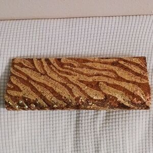 Nordstrom Gold and Bronze Sequin Clutch.  Interior Lining Has Stains